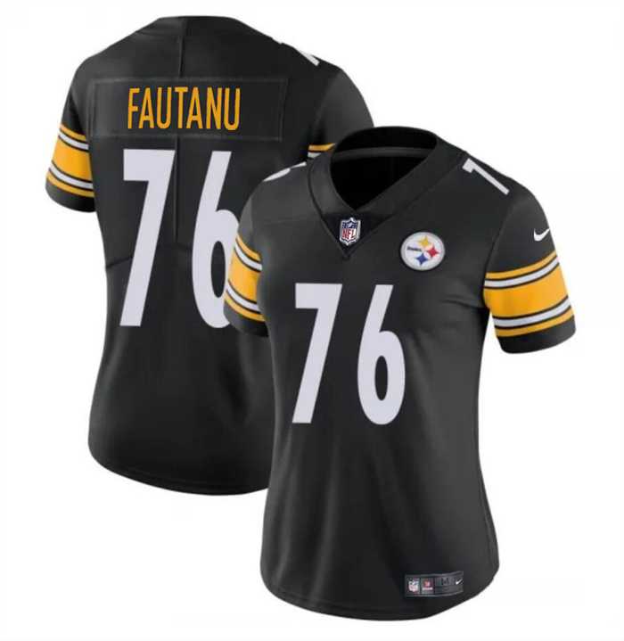 Womens Pittsburgh Steelers #76 Troy Fautanu 2024 Draft Black Vapor Stitched Jersey Dzhi